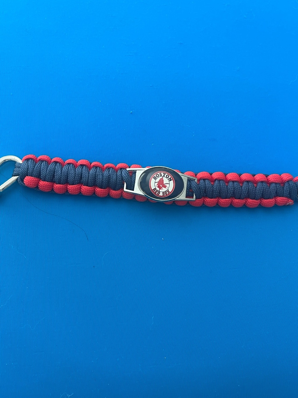 Paracord Keychain Wrist Strap - Red & Navy